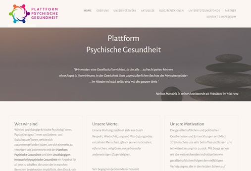 screenshot website plattform psychische gesundheit